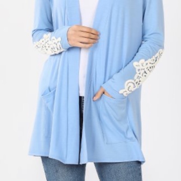 •NWT•XL-2X•JANE BABY BLUE CROCHET SLEEVED CARDIGAN W POCKETS•NWT• - Picture 2 of 10